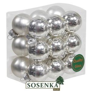 Bombki szklane SREBRNE MATOWO-BŁYSZCZĄCE 3cm/18szt  BOX 