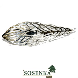 Zawieszka na choinkę Liść metalowy ażurowy srebrne - 7cm-1szt 