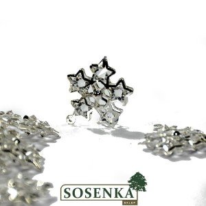 Śnieżynka metalowa z diamencikami Srebrna 2,7cm/24szt  