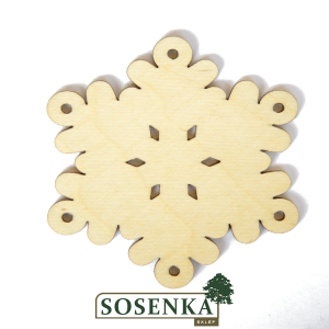 Zawieszka śnieżynka jak ciasteczko ze sklejki  