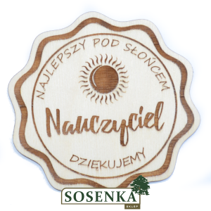 Podkładka pod kubek falowana z grawerem dla nauczyciela - Najlepszy Nauczyciel, ze sklejki