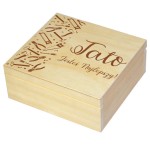 Drewniane pudełko z grawerem na Dzień Taty, dużo wzorów, kwadrat 20