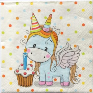 Serwetka jednorożec z babeczką