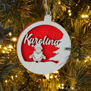 Bombka z imieniem czerwony filc dużo wzorów 1szt  