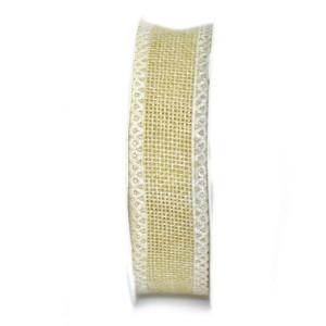 Wstązka jutowa z ozdobnym brzegiem 2,5cm/9mb - ECRU