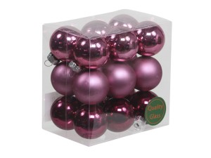 Bombki szklane ODCIENIE WRZOSU 3cm/18szt  BOX   