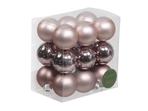 Bombki szklane PRZYDYMIONY RÓŻ 3cm/18szt  BOX