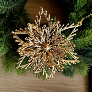 ŚNIEŻYNKA złota 3D zawieszka ozdobna 12cm