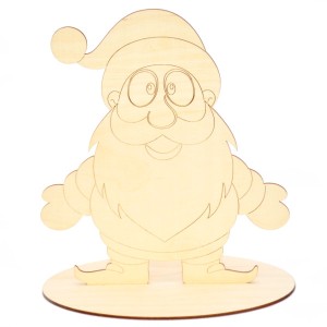 Mikołaj szalone oczy ze sklejki na podstawce duży