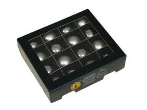 Bombki szklane SREBRNE MATOWO-BŁYSZCZĄCE 3cm/16szt  BOX 