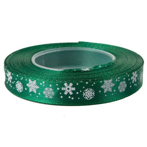 Tasiemka 12mm śnieżynki zielona.jpg
