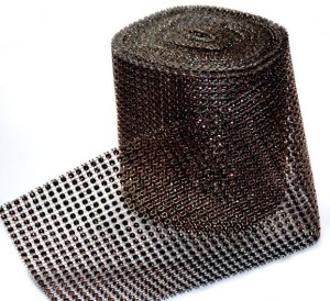 Taśma diamentowa brązowa, ozdobny pas 12cm/8,5mb      