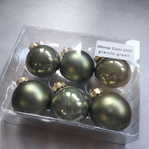 Bombki szklane z zawieszką 3,5cm/6szt BOX GRANITOWA ZIELEŃ
