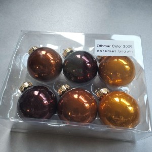 Bombki szklane z zawieszką 3,5cm/6szt BOX KARMELOWY BRĄZ