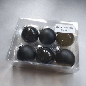 Bombki szklane z zawieszką 3,5cm/6szt BOX CZARNE