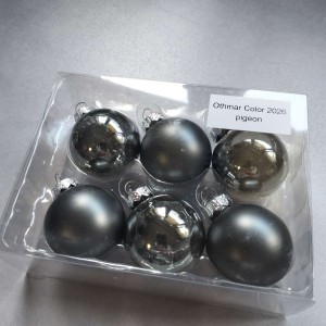 Bombki szklane z zawieszką 3,5cm/6szt BOX GRAFIT