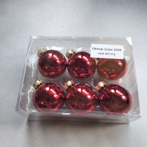 Bombki szklane z zawieszką 3,5cm/6szt BOX CZERWONE BŁYSZCZĄCE
