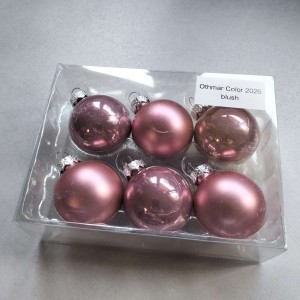 Bombki szklane z zawieszką 3,5cm/6szt BOX BRUDNY RÓŻ