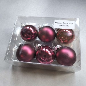 Bombki szklane z zawieszką 3,5cm/6szt BOX FUKSJA
