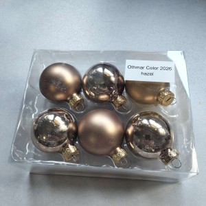 Bombki szklane z zawieszką 3,5cm/6szt BOX ORZECH