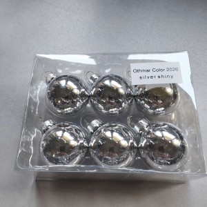 Bombki szklane z zawieszką 3,5cm/6szt BOX SREBRNY BŁYSZCZĄCY