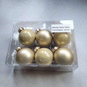 Bombki szklane z zawieszką 3,5cm/6szt BOX SZAMPAN