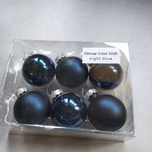 Bombki szklane z zawieszką 3,5cm/6szt BOX GRANAT