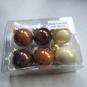Bombki szklane z zawieszką 3,5cm/6szt BOX 3 ODCIENIE BRĄZU