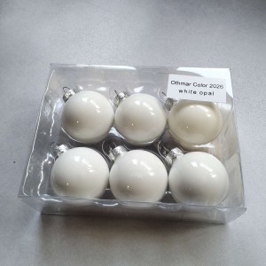 Bombki szklane z zawieszką 3,5cm/6szt BOX BIAŁY BŁYSZCZĄCY