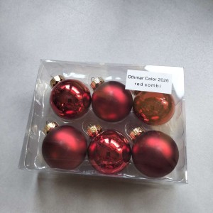 Bombki szklane z zawieszką 3,5cm/6szt BOX CZERWIEŃ