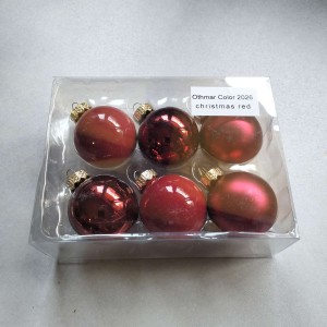 Bombki szklane z zawieszką 3,5cm/6szt BOX ŚWIĄTECZNA CZERWIEŃ