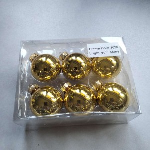 Bombki szklane z zawieszką 3,5cm/6szt BOX ZŁOTY BŁYSZCZĄCY