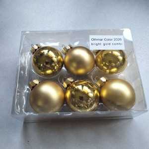 Bombki szklane z zawieszką 3,5cm/6szt BOX ZŁOTY 