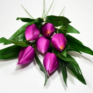 Bukiet tulipanów - kwiaty sztuczne - 6szt amarant
