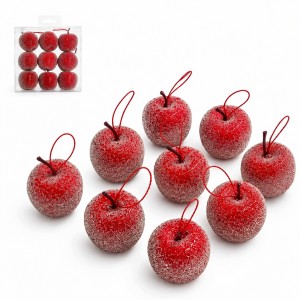 Rajskie jabłuszka jabłko oszronione cukrowe czerwone duże 4cm/9szt zawieszk