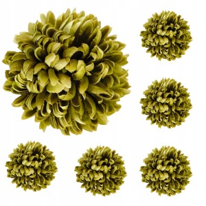 Duża Chryzantema XL 6SZT OLIWKA cieniowany główka kwiat wyrobów 14cm