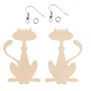 Kolczyki ze sklejki - WZORY NOWE - Kotek 5cmx2,5cm