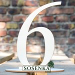 Numery stołów ze sklejki - cyfra 6 na podstawce