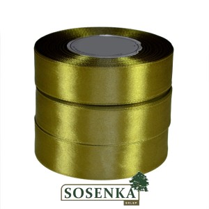 Tasiemka satynowa 25mm/32mb OLIWKOWO ZŁOTA 8127